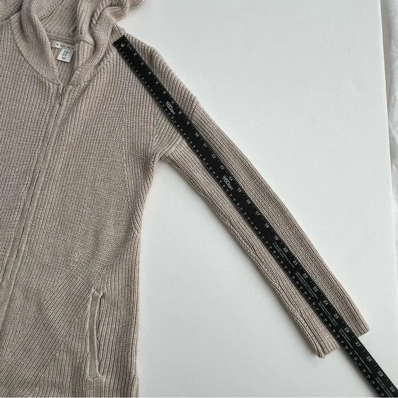Max Studio Cardigan XS Tan Beige Full Zip Hood Knit Relaxed Casual Sweater Boho - Picture 8 of 8
